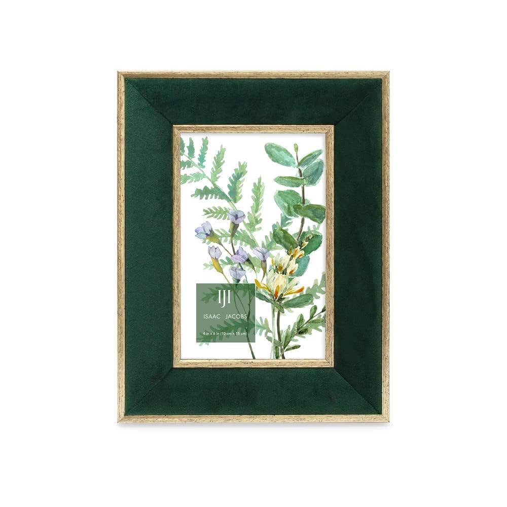 アンティーク雑貨 Shappy Green  velvet photo frame. Amazon.com - Isaac Jacobs 5x7 Green Velvet Picture Frame